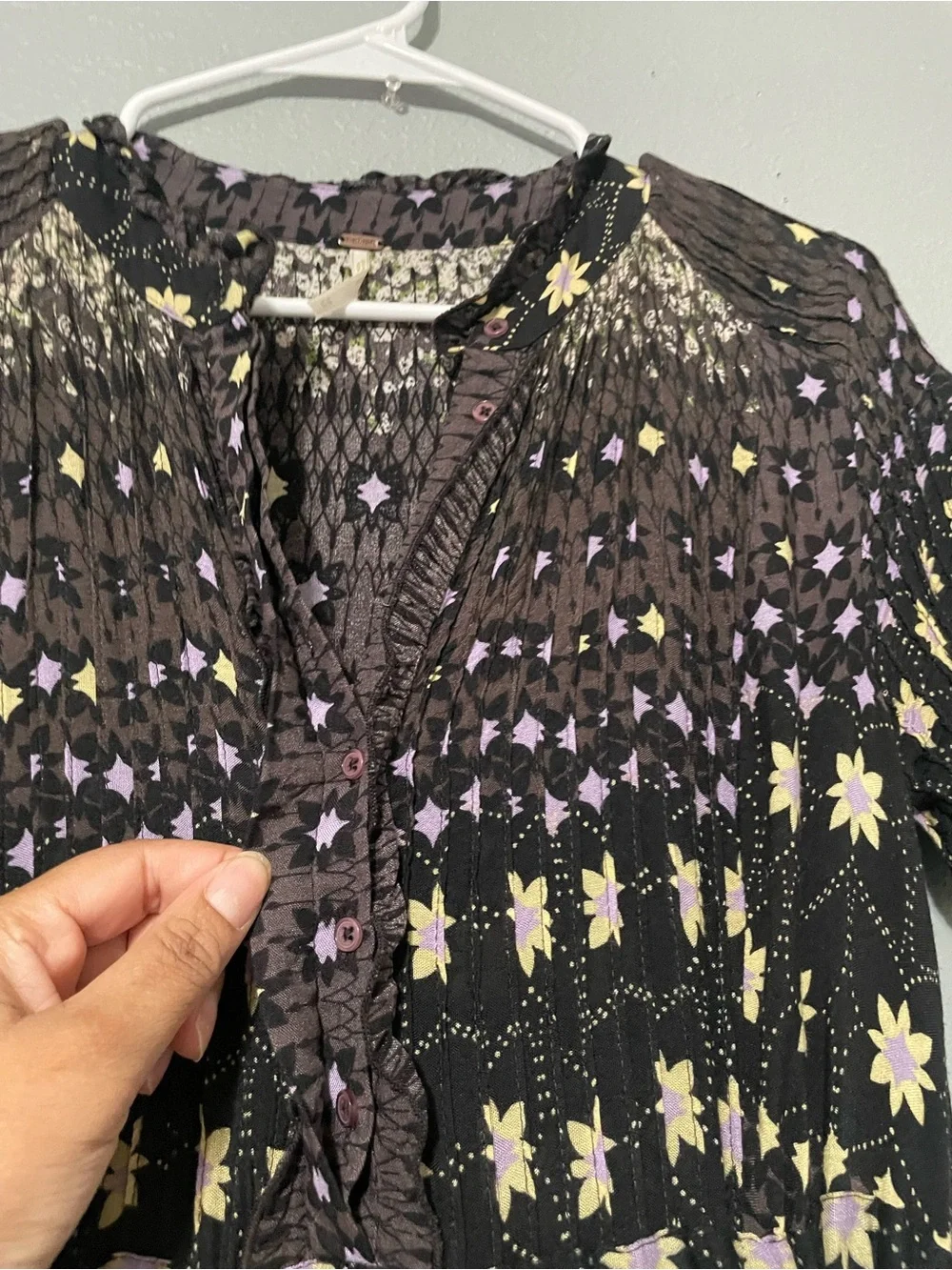 Free People Rare Feelings Midi Dress Cocoa Combo Dress Black Cottagecore Boho M
